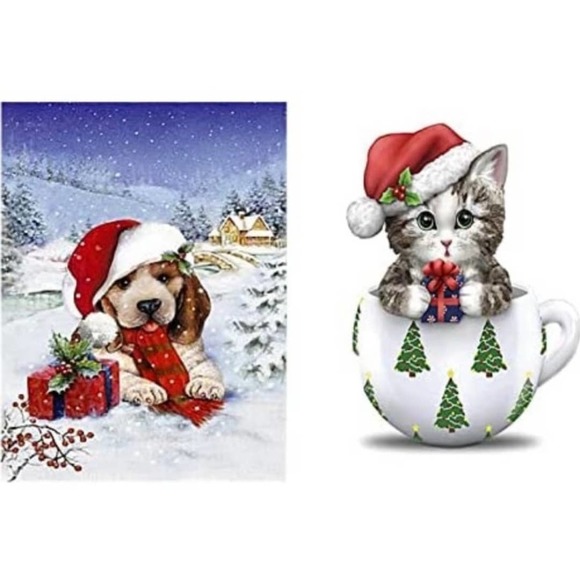 None Other - Dog & Cat Christmas 5D Diamond Painting Kits- 2 pack (12x16 inch)